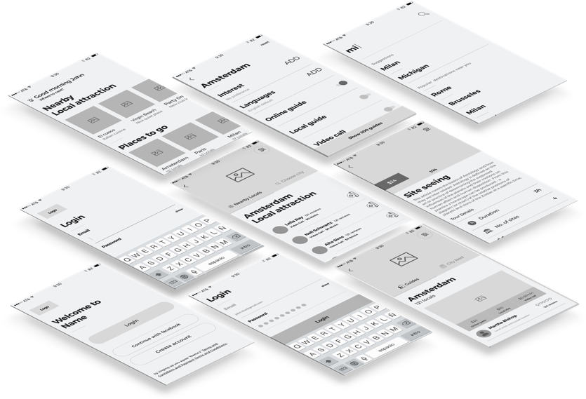 Places2Go mobile wireframes