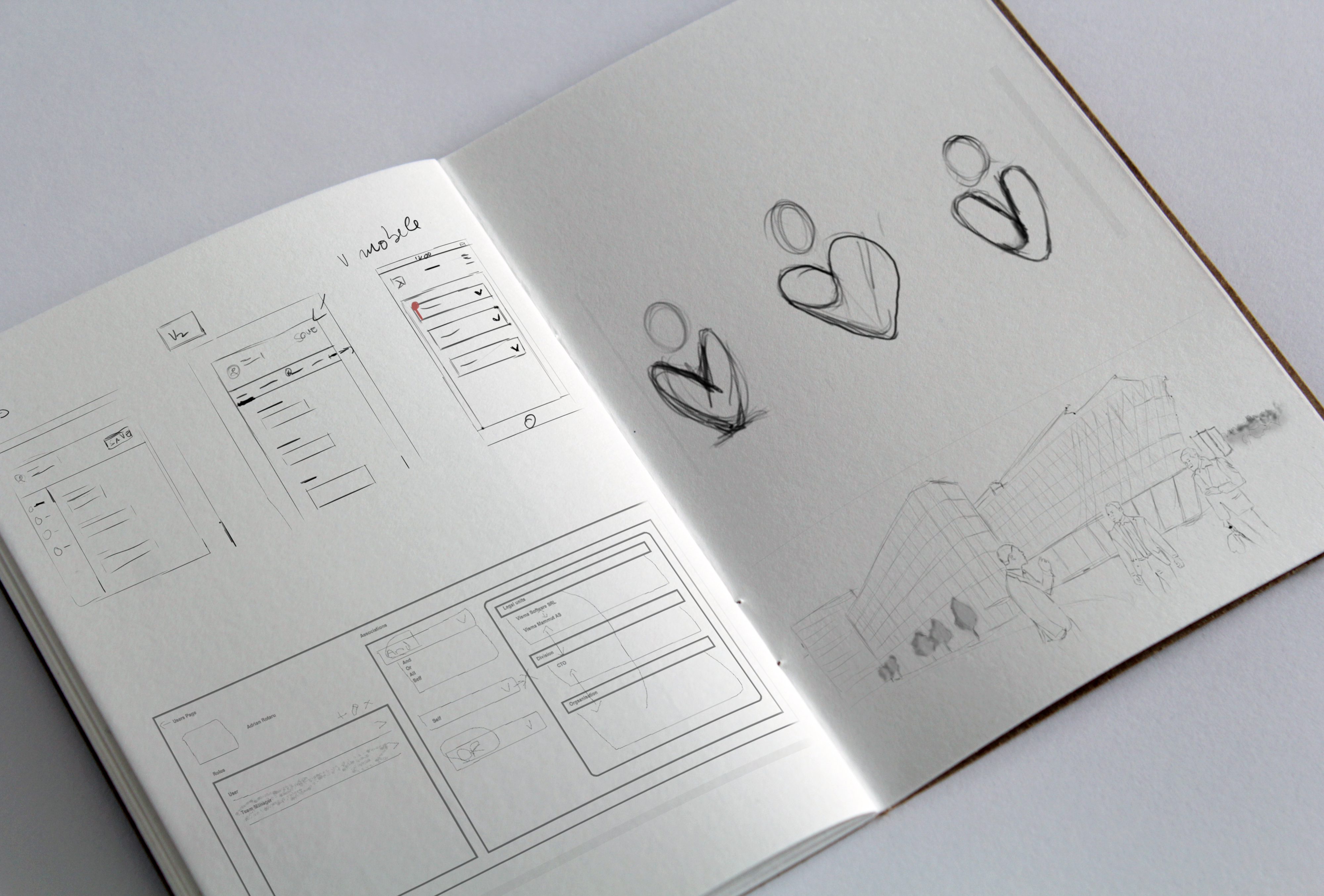 Early wireframe sketches